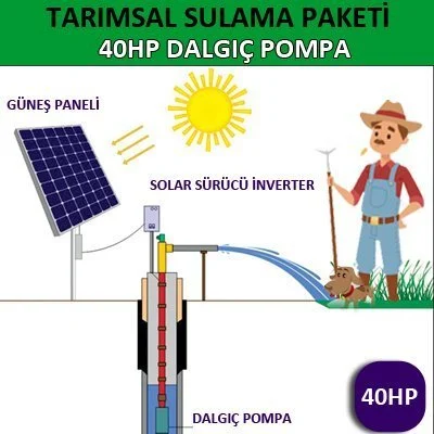 40HP DALGIÇ POMPA - GÜNEŞ ENERJİLİ TARIMSAL SULAMA SİSTEMİ